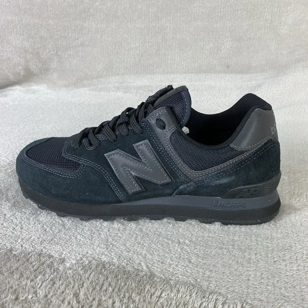 New Balance 574 Core Mens Size 11.5 Black Suede Running Shoes ML574EVE NEW